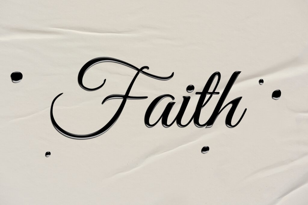 faith word in ink calligraphy style